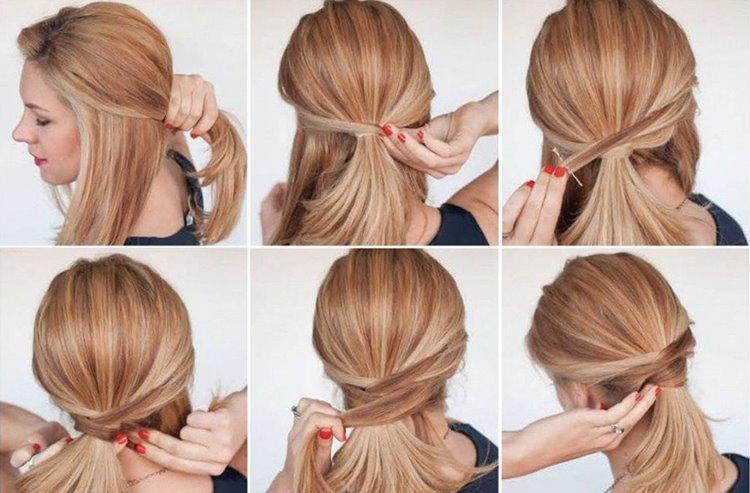 Queue de cheval sans élastique - Coiffures pour tous les jours pour cheveux mi-longs