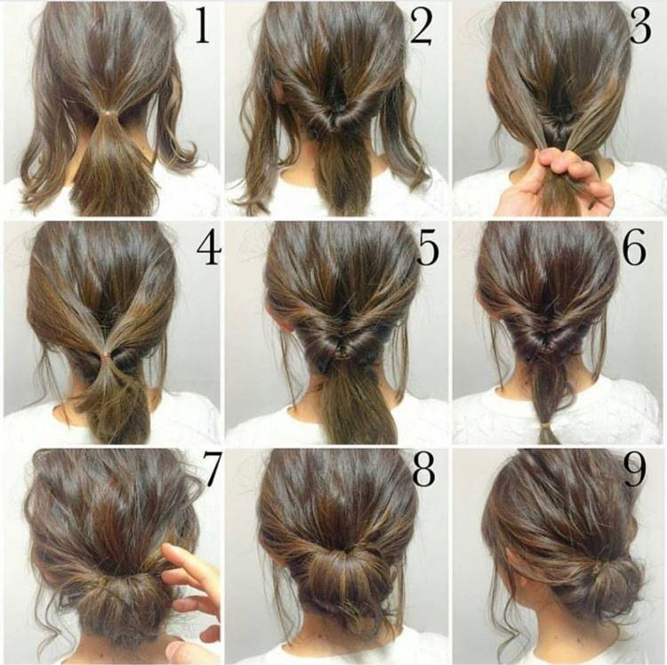 Un chignon de deux queues de cheval - Coiffures pour tous les jours pour cheveux mi-longs