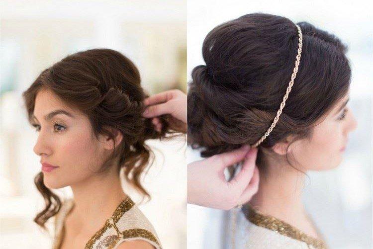 Coiffure de soirée avec un diadème - Coiffures pour tous les jours pour cheveux mi-longs avec frange