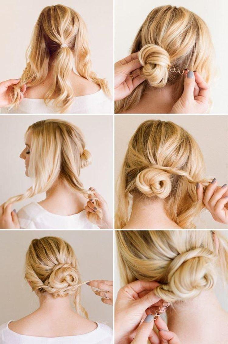 Chignon spirale - Coiffures pour le nouvel an 2021 pour cheveux mi-longs