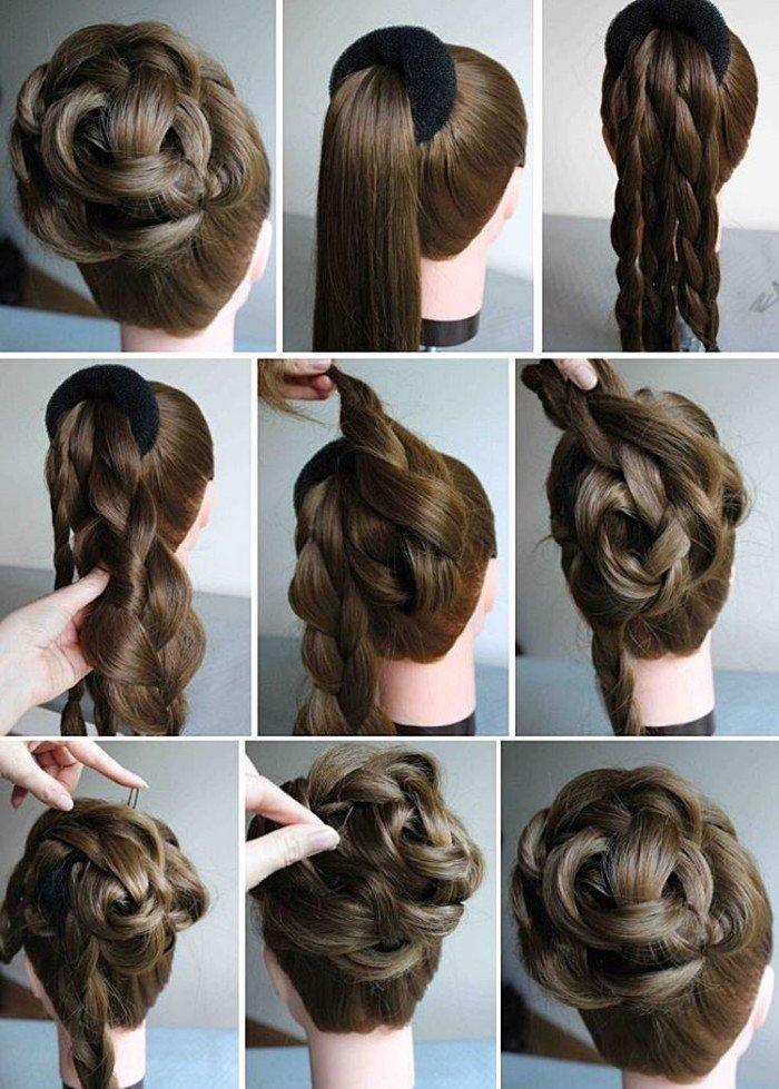 Gros chignon de tresses - Coiffures pour le nouvel an 2021 pour cheveux longs