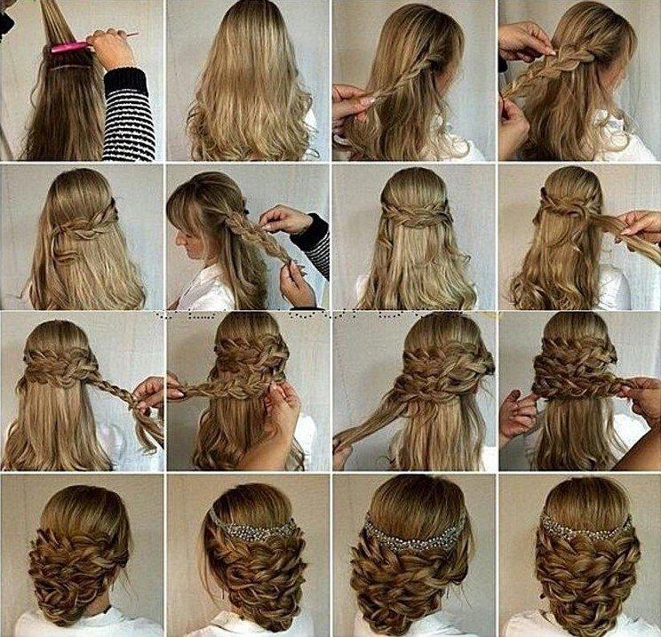 Coiffure à partir de tresses pour cheveux épais - Coiffures pour le nouvel an 2021 pour cheveux longs