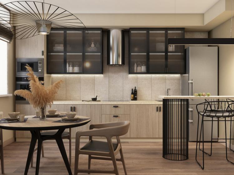 Projet de conception de cuisine-salon Pluie sur la plage