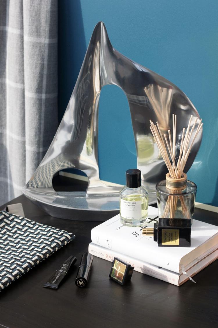 Projet de chambre Noir, bois et turquoise - décoration d'intérieur