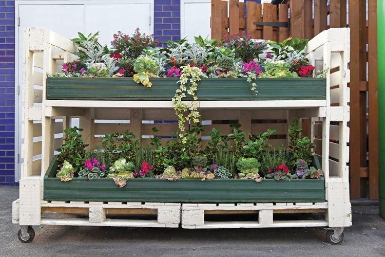 Stand pour fleurs - Mobilier de jardin en palettes pour donner une photo