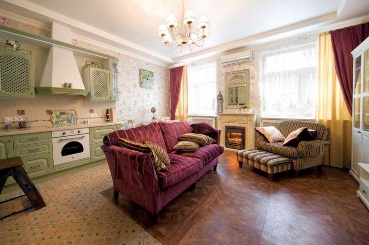 Rideaux de style provençal dans le salon, hall - conception de photo