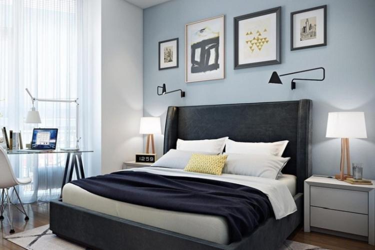 Couleur bleue à l'intérieur de la chambre - photo