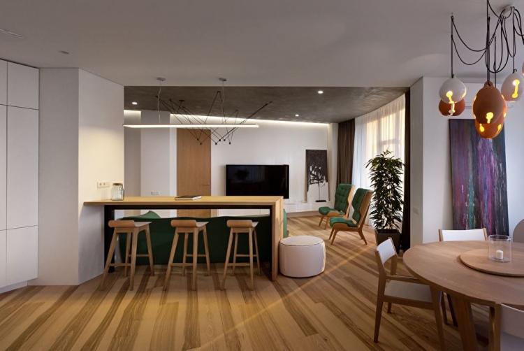 Skyline: Appartement dans le style du minimalisme - design d'intérieur