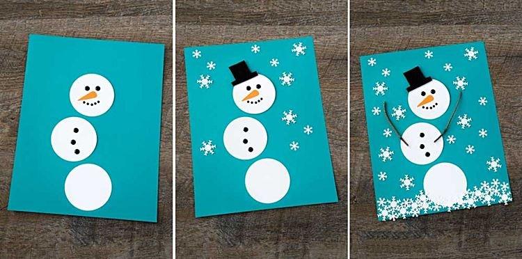 Carte de bonhomme de neige en papier bricolage