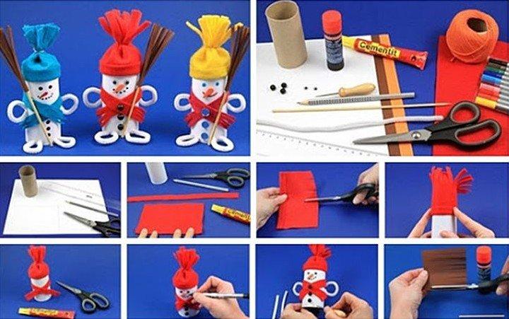 Bonhomme de neige bricolage à partir d'une pochette en carton