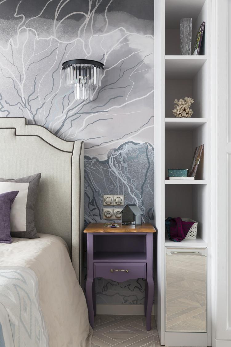 Chambre aux tons lavande - décoration d'intérieur