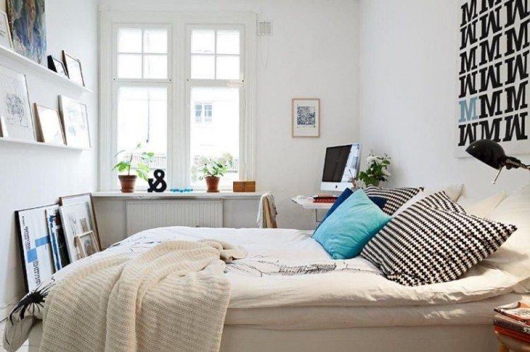 Intérieur de la chambre 10 m² dans un style scandinave - photo