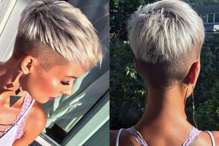 Coupe de cheveux Pixie avec tempes rasées et l'arrière de la tête pour cheveux courts