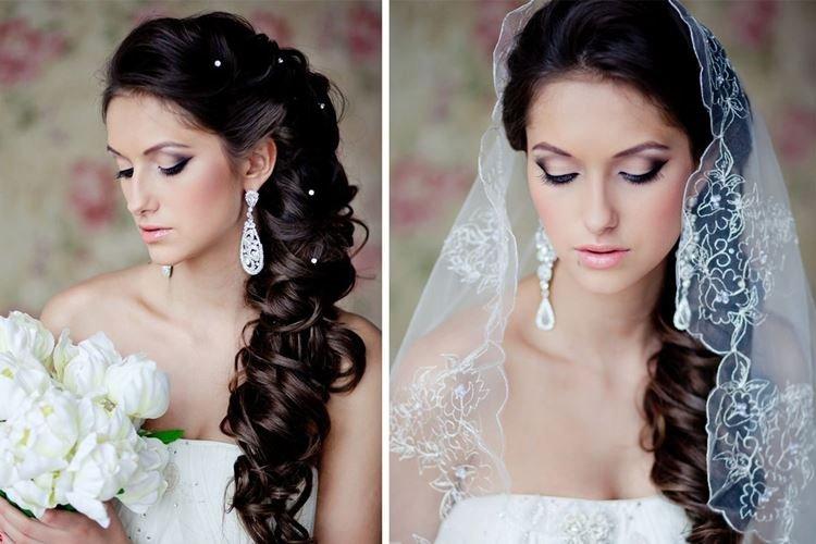 Coiffure élégante Cape Veil - Coiffures de mariage pour cheveux longs