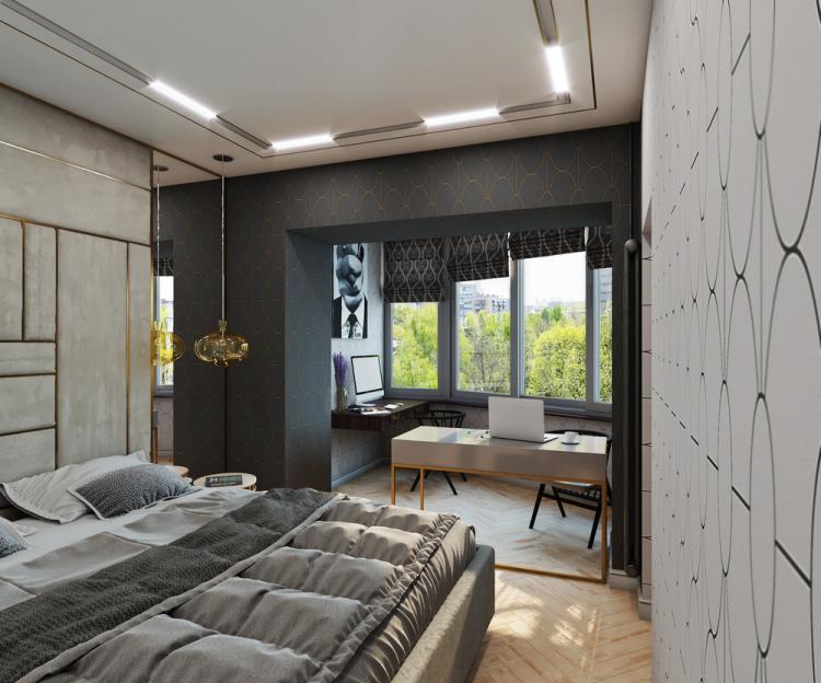 Lumière et confort : Chambre avec espace de travail - aménagement intérieur