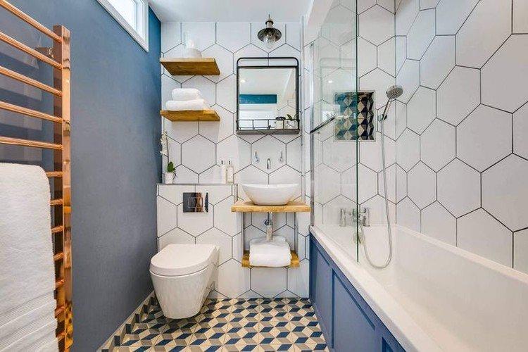 Salle de bain bleu scandinave - Design d'intérieur