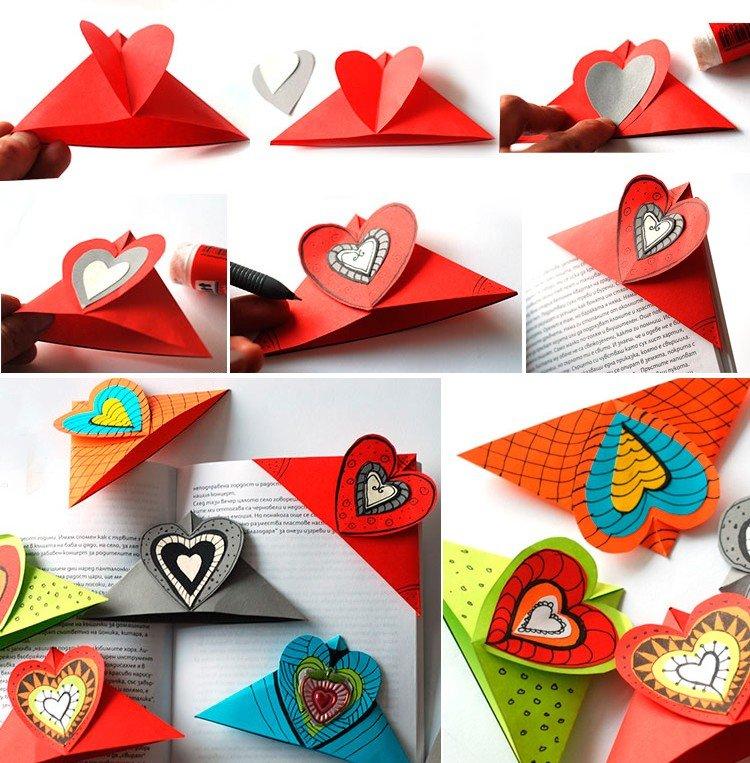 Marque-pages en forme de cœur - Marque-pages en papier DIY pour livres