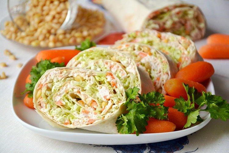 Apéritif Lavash avec bâtonnets de crabe - recettes