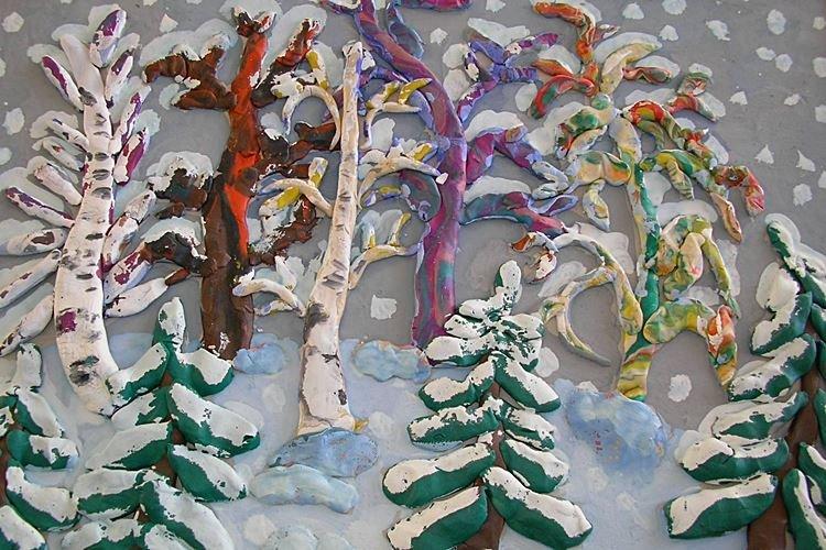 Paysage enneigé - Bricolage d'hiver à la maternelle