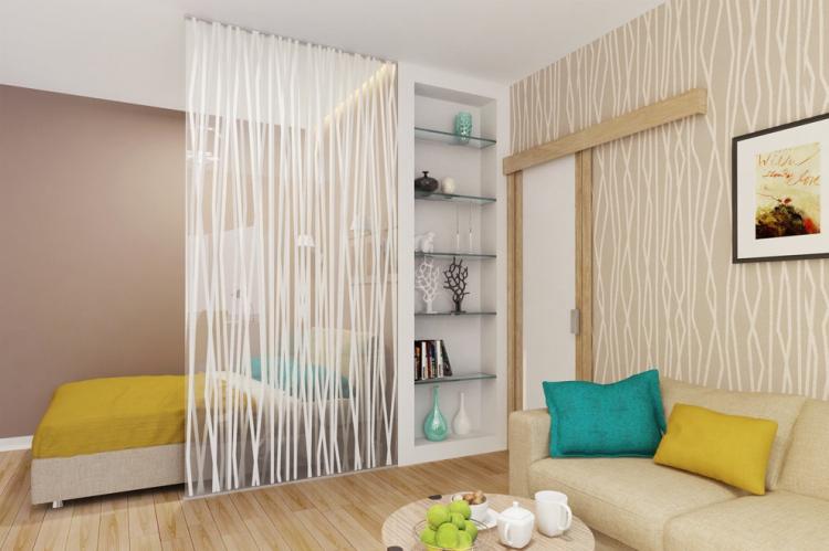 Zonage d'une chambre pour les parents et un enfant - photo