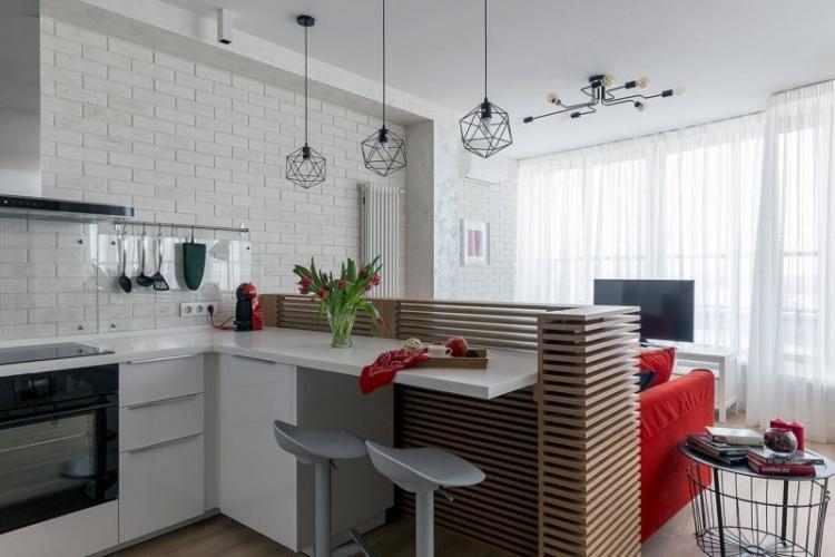 Zonage de la cuisine et du salon - photo de design d'intérieur