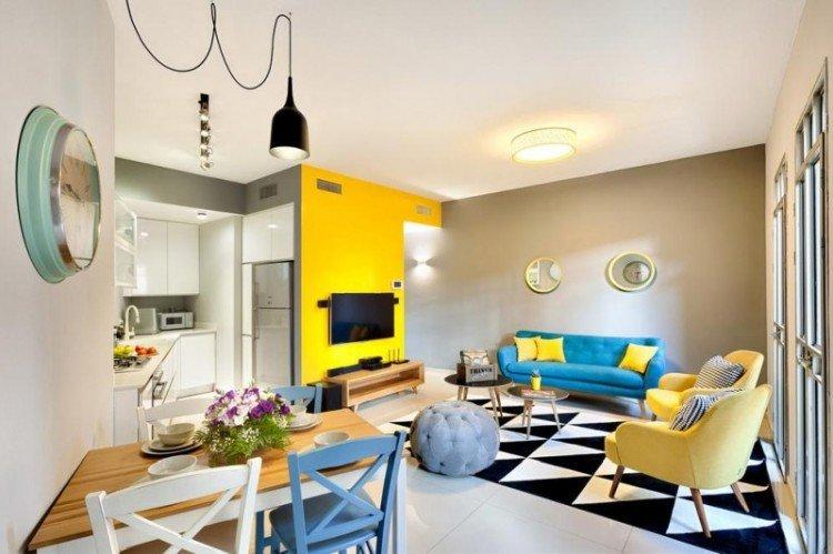 Zonage de la cuisine et du salon - photo de design d'intérieur