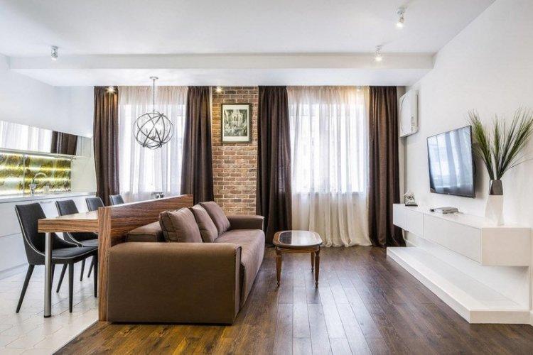 Zonage de la cuisine et du salon - photo de design d'intérieur