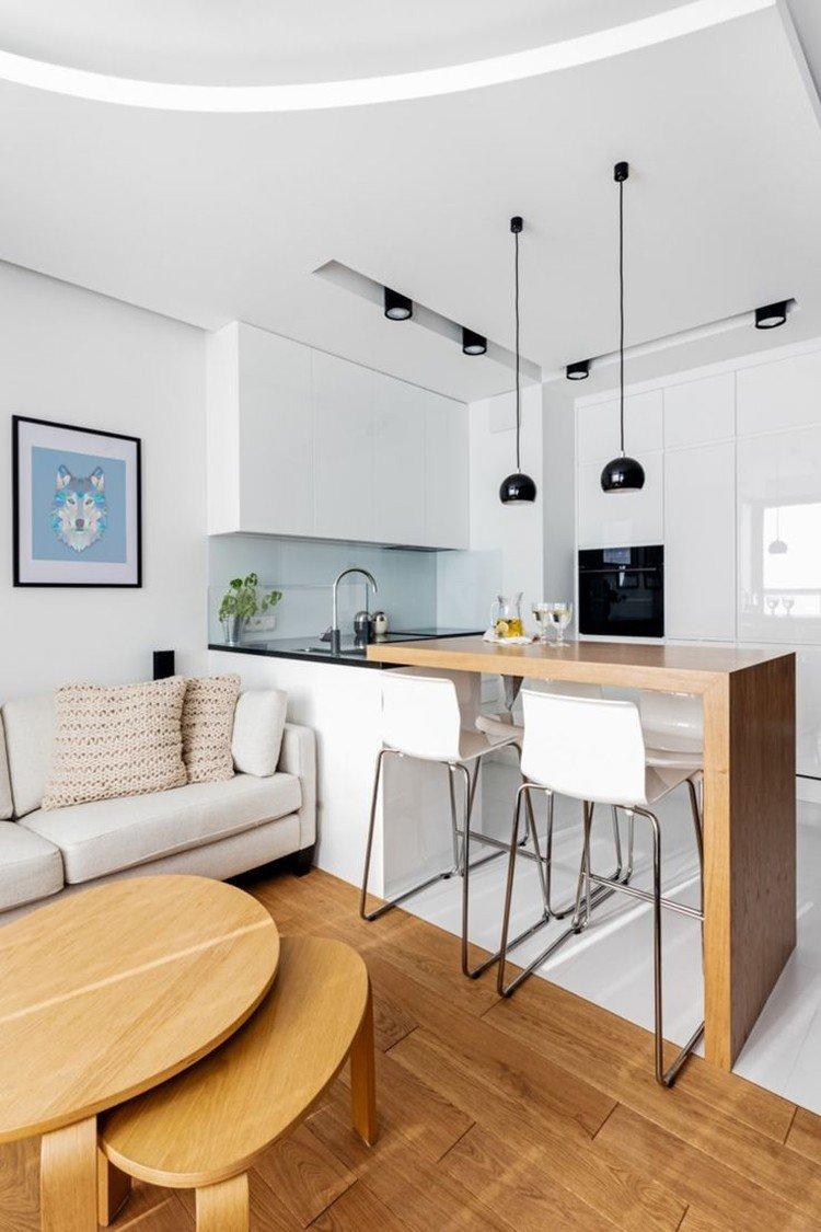 Zonage de la cuisine et du salon - photo de design d'intérieur