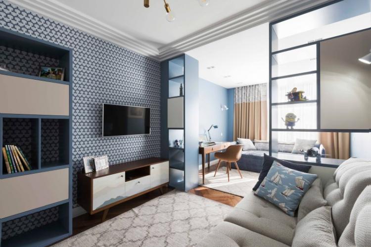 Chambre d'enfants et salon - Zonage d'un studio